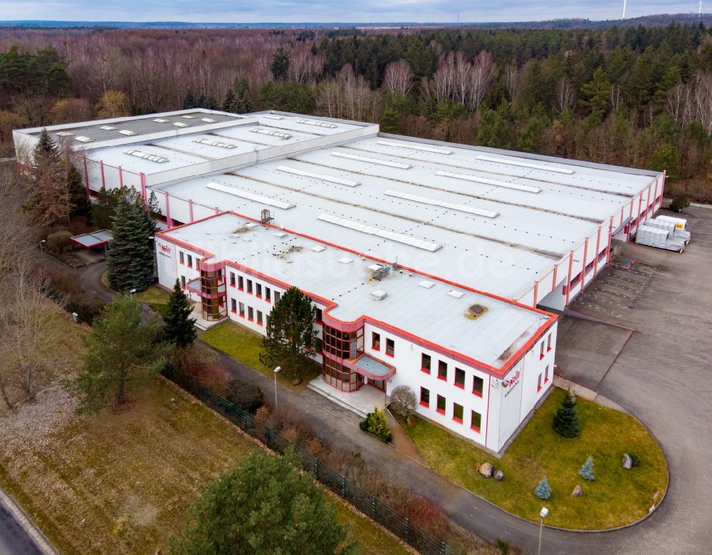 Eberswalde aus der Vogelperspektive: Schultaschen- Hersteller McNeill Thorka GmbH in Eberswalde im Bundesland Brandenburg, Deutschland