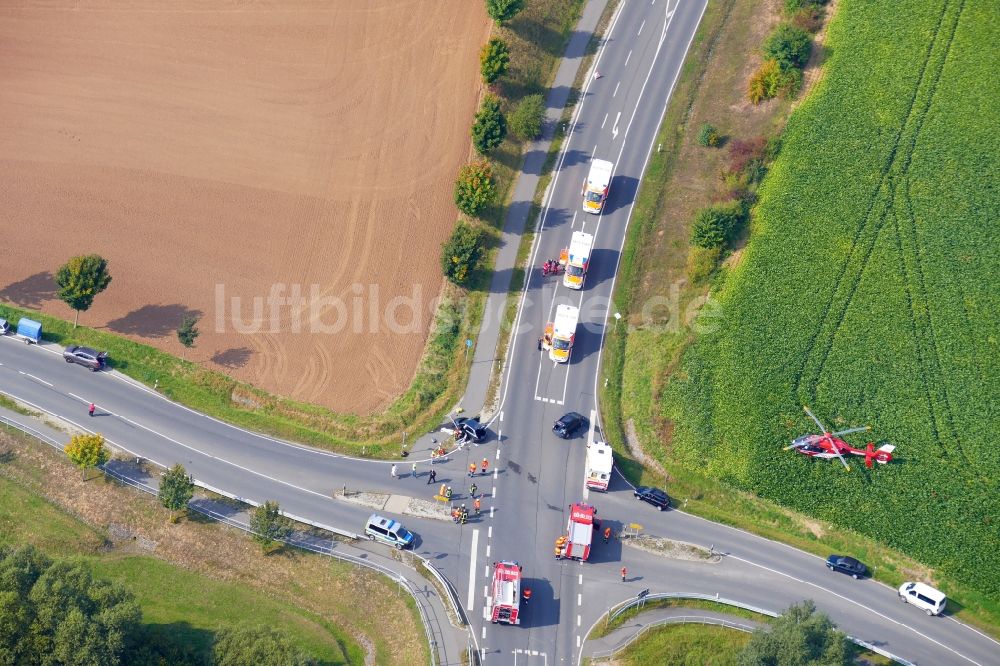 Luftaufnahme Gleichen - Schwerer Verkehrsunfall in Gleichen im Bundesland Niedersachsen, Deutschland