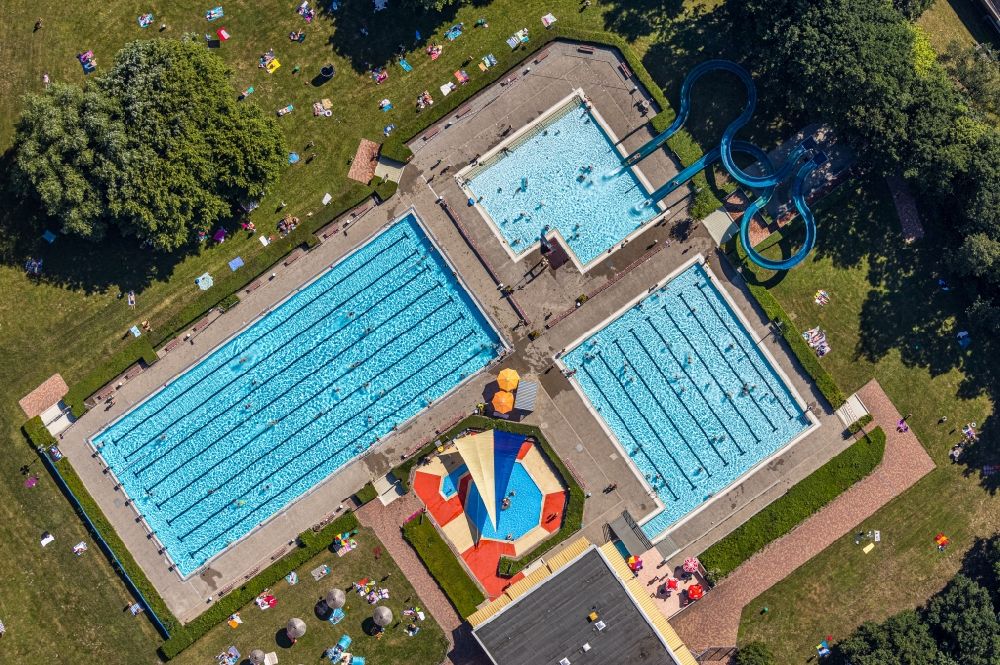 Luftbild Hamm - Schwimmbecken des Freibades Freibad Süd im Ortsteil Westtünnen in Hamm im Bundesland Nordrhein-Westfalen, Deutschland