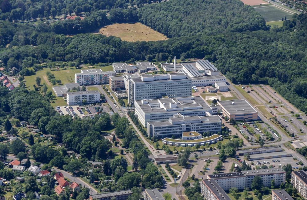 Nordhausen von oben - Südharz Klinikum in Nordhausen im Bundesland Thüringen
