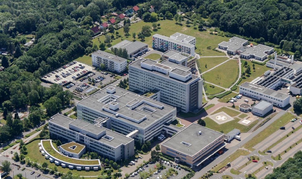 Nordhausen von oben - Südharz Klinikum in Nordhausen im Bundesland Thüringen