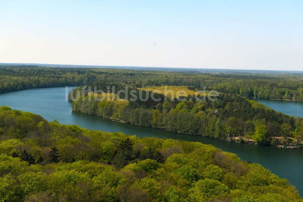 Luftaufnahme Lanke - See- Insel Großer Werder im Liepnitzsee in Lanke im Bundesland Brandenburg, Deutschland