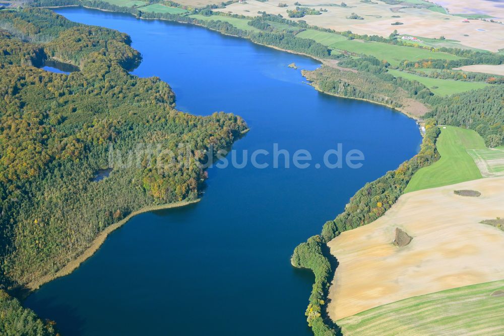 Boitzenburger Land von oben - See- Insel Haussee in Boitzenburger Land im Bundesland Brandenburg, Deutschland