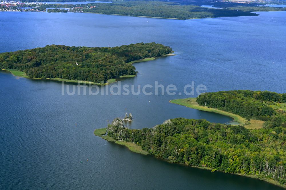 Schwerin aus der Vogelperspektive: See- Insel Kaninchenwerder in Schwerin im Bundesland Mecklenburg-Vorpommern, Deutschland