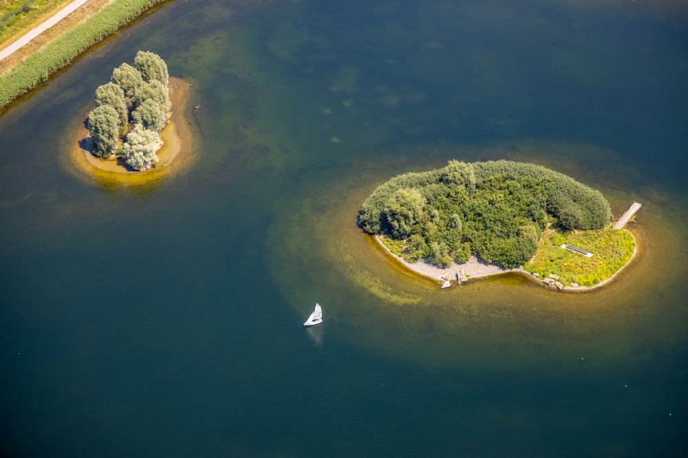 Luftbild Dortmund - See- Insel auf dem Phoenix See im Ortsteil Hörde in Dortmund im Bundesland Nordrhein-Westfalen, Deutschland
