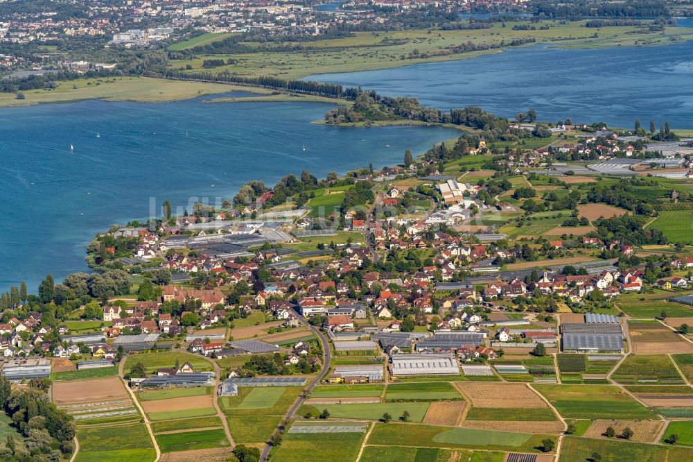 Luftaufnahme Reichenau - See- Insel Reichenau im Bodensee im Bundesland Baden-Württemberg, Deutschland