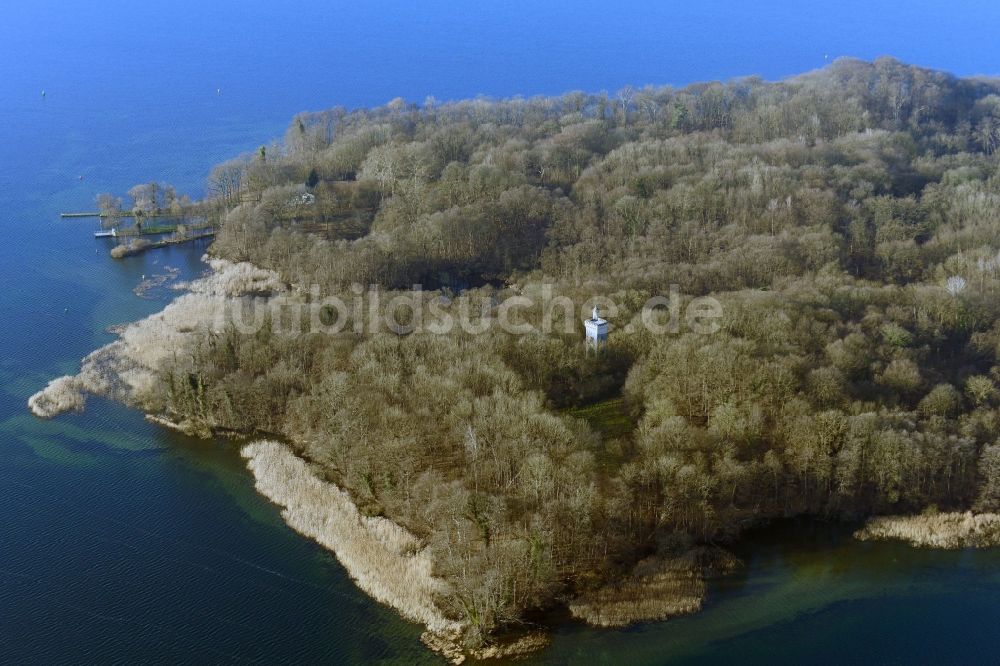 Schwerin aus der Vogelperspektive: See- Insel Zieglwerder im Innensee in Schwerin im Bundesland Mecklenburg-Vorpommern, Deutschland