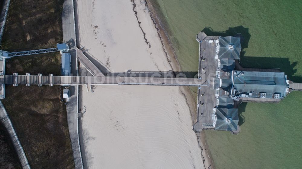 Luftbild Sellin - Seebrücke an der Ostsee- Küste in Sellin im Bundesland Mecklenburg-Vorpommern, Deutschland