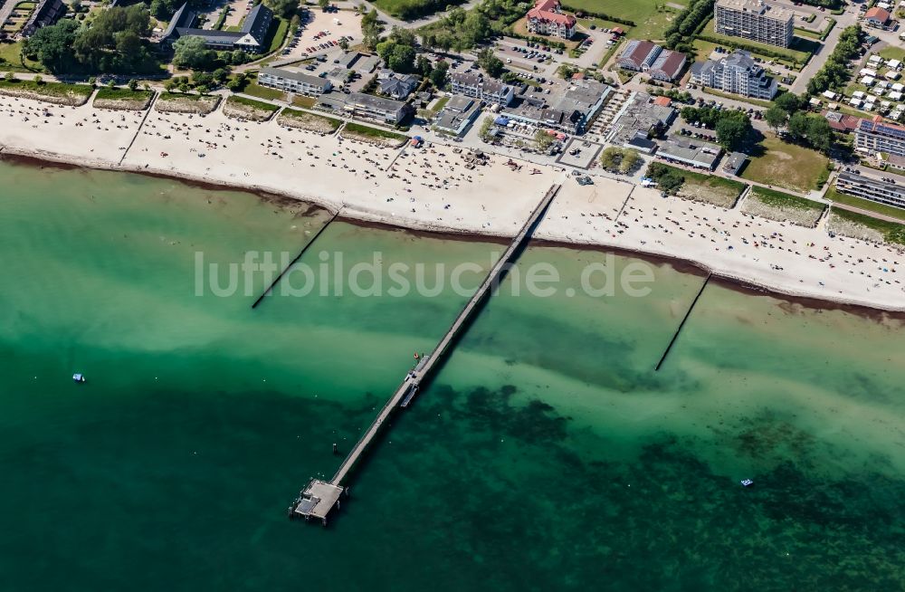 Luftbild Großenbrode - Seebrücke am Strand in Großenbrode im Bundesland Schleswig-Holstein, Deutschland