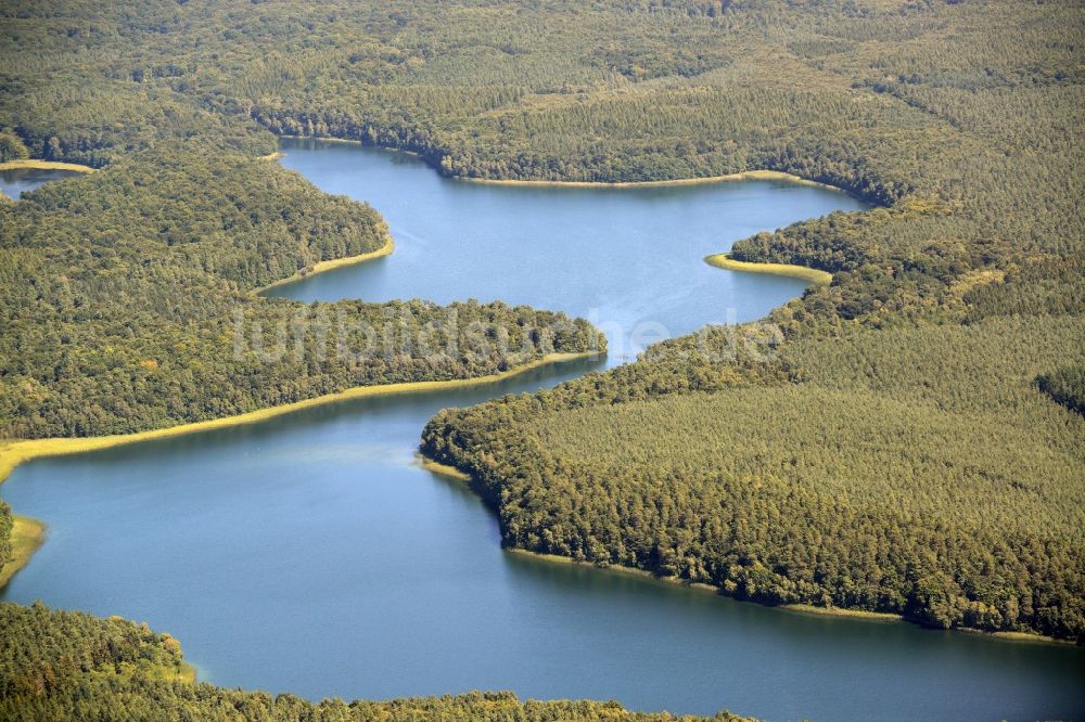 Wokuhl-Dabelow aus der Vogelperspektive: Seeenge zwischen Großer Fürstenseer See und Hinnensee in Wokuhl-Dabelow im Bundesland Mecklenburg-Vorpommern