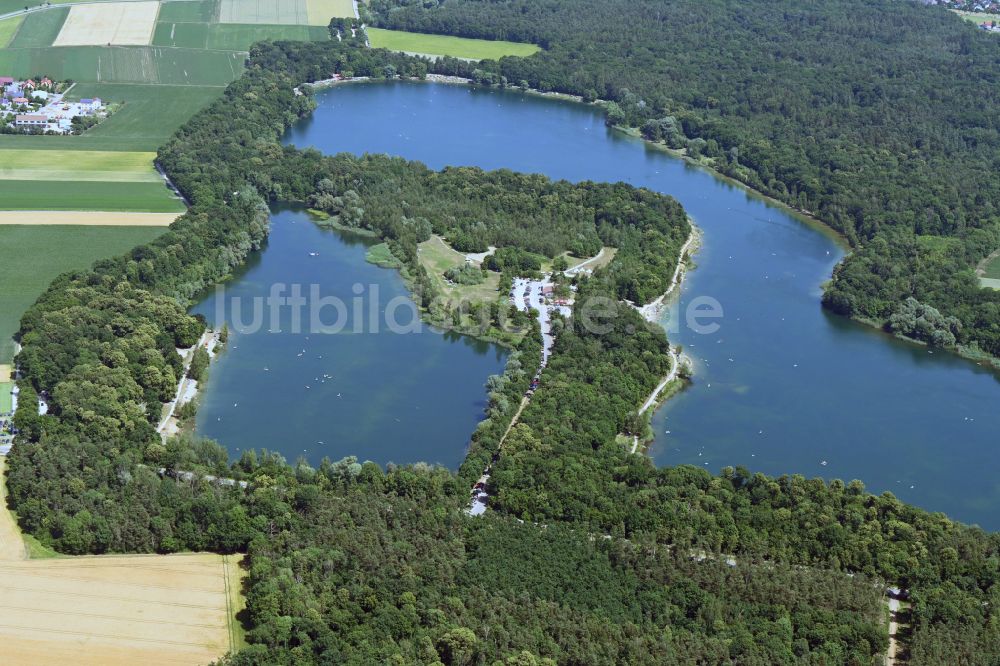 Luftbild Weichering - Seen- Kette und Uferbereiche des Sees Kleiner Leithner Weiher und Weicheringer See in Weichering im Bundesland Bayern, Deutschland