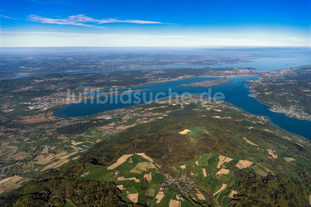 Steckborn von oben - Seen- Kette und Uferbereiche des Sees Untersee am Bodensee in Steckborn im Kanton Thurgau, Schweiz