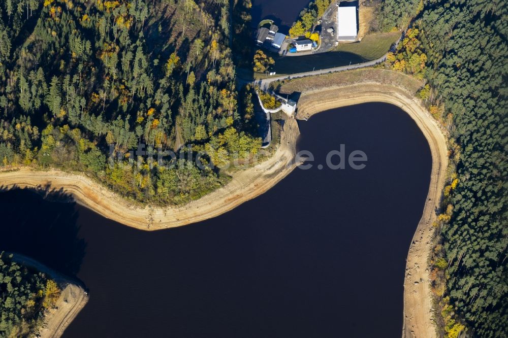 Luftbild Plößberg - Seen- Kette Uferbereiche und Staumauer