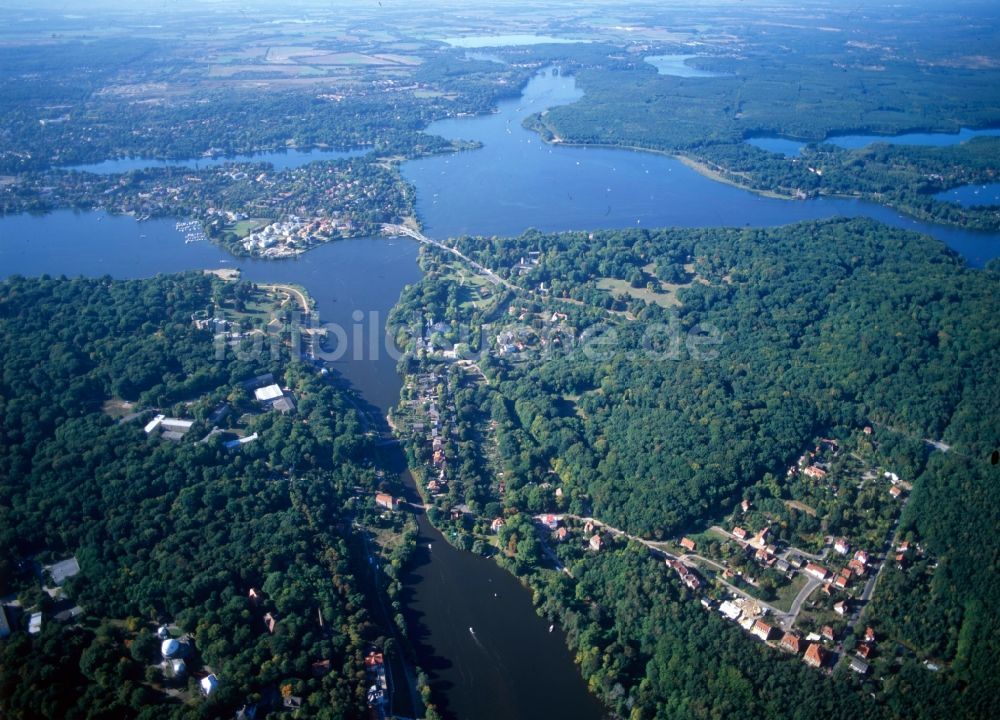 Potsdam aus der Vogelperspektive: Seenlandschaft am Teltowkanal in Potsdam im Bundesland Brandenburg