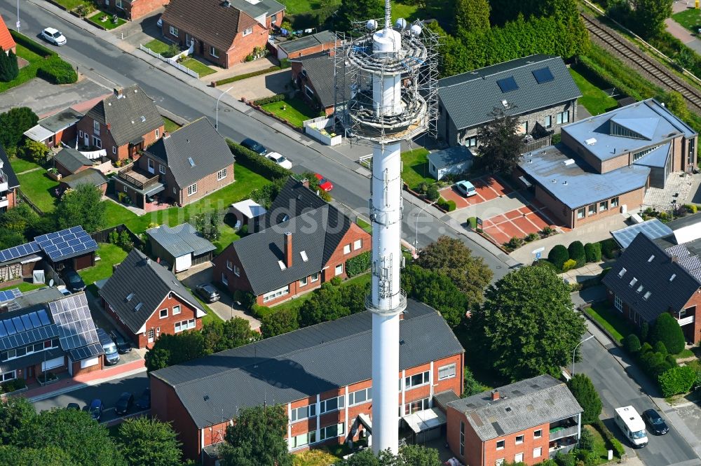 Luftaufnahme Niebüll - Sendemast Telecom in Niebüll im Bundesland Schleswig-Holstein, Deutschland