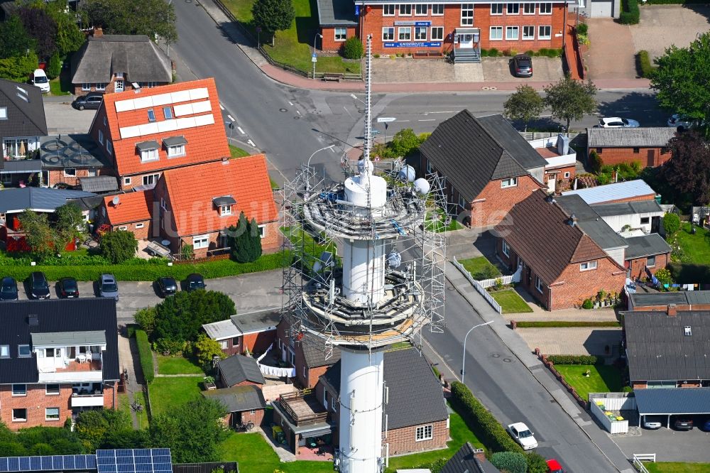 Niebüll von oben - Sendemast Telecom in Niebüll im Bundesland Schleswig-Holstein, Deutschland