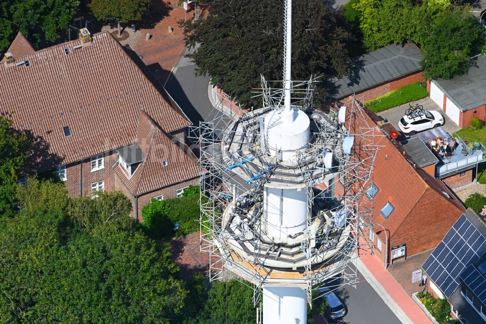 Niebüll aus der Vogelperspektive: Sendemast Telecom in Niebüll im Bundesland Schleswig-Holstein, Deutschland