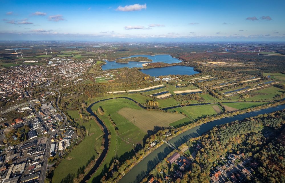 Luftaufnahme Haltern am See - Serpentinenförmiger Kurvenverlauf des Flusses Lippe in Haltern am See im Bundesland Nordrhein-Westfalen, Deutschland