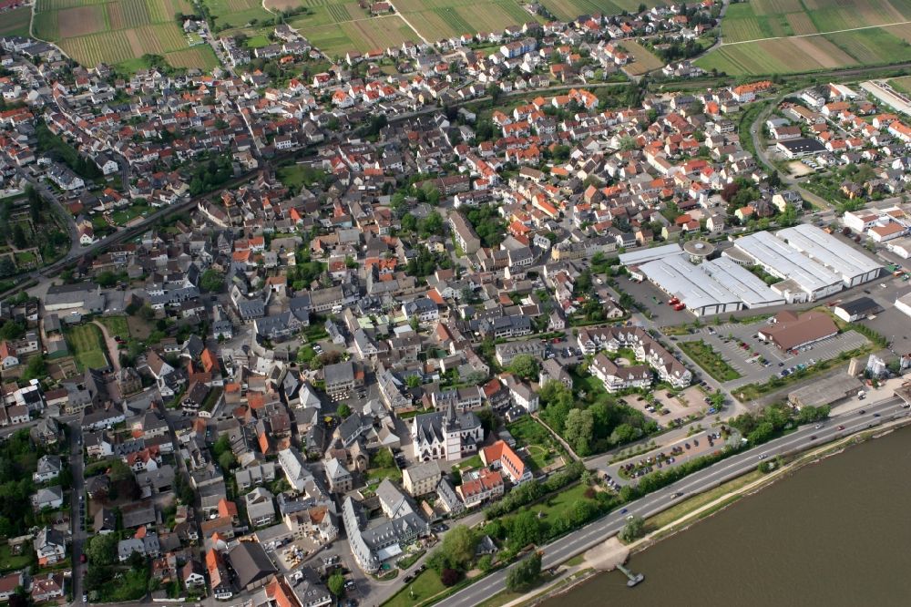 Luftbild Oestrich-Winkel - Siedlungen am Rheinufer in Oestrich-Winkel im Bundesland Hessen