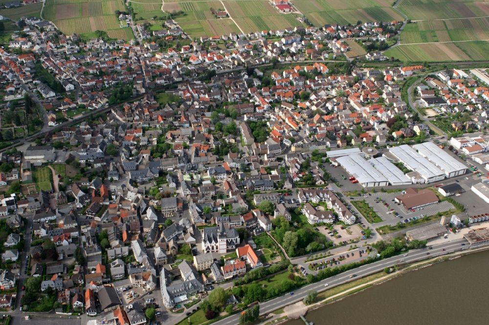 Luftaufnahme Oestrich-Winkel - Siedlungen am Rheinufer in Oestrich-Winkel im Bundesland Hessen