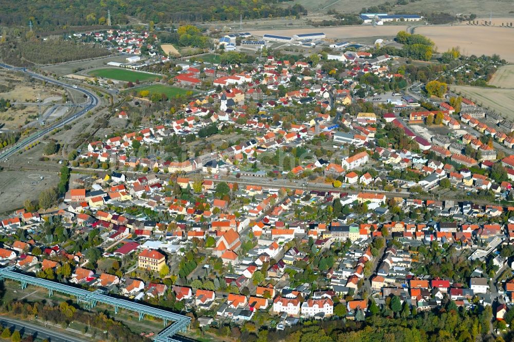 Bitterfeld-Wolfen aus der Vogelperspektive: Siedlungsgebiet im Ortsteil Greppin in Bitterfeld-Wolfen im Bundesland Sachsen-Anhalt, Deutschland