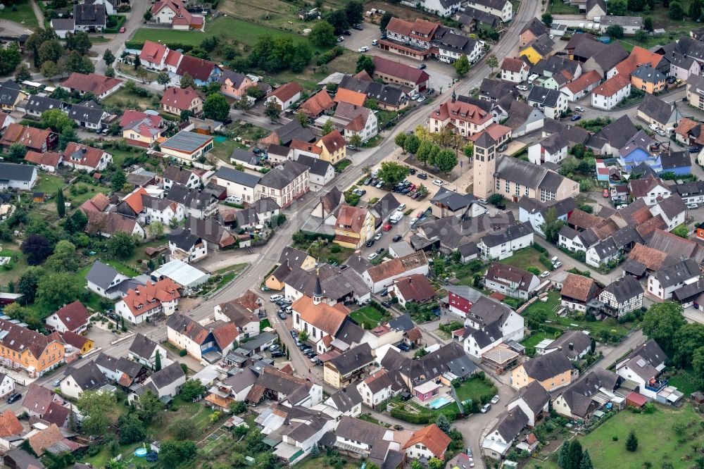 Luftbild Rheinhausen - Siedlungsgebiet im Ortsteil Niederhausen in Rheinhausen im Bundesland Baden-Württemberg, Deutschland