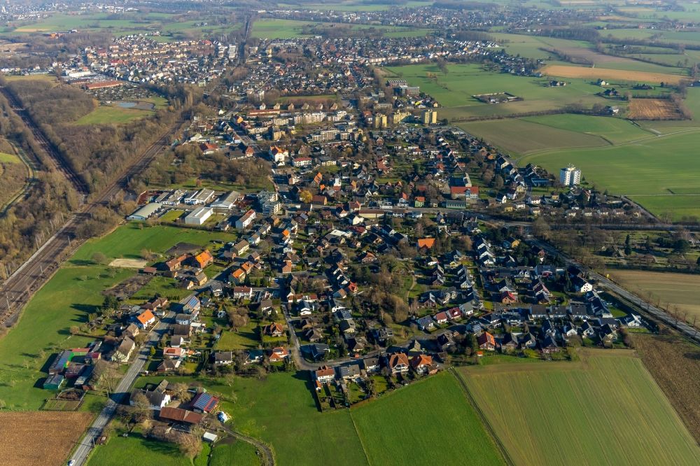 Luftbild Hamm - Siedlungsgebiet im Ortsteil Pelkum in Hamm im Bundesland Nordrhein-Westfalen, Deutschland