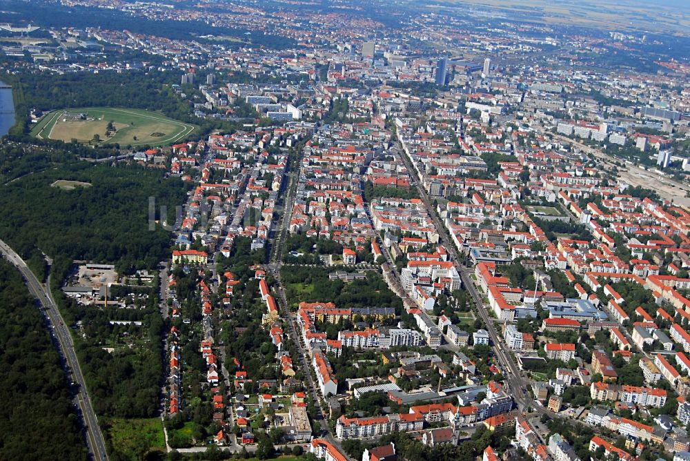 Luftbild Leipzig - Siedlungsgebiet im Ortsteil Südvorstadt in Leipzig im Bundesland Sachsen, Deutschland