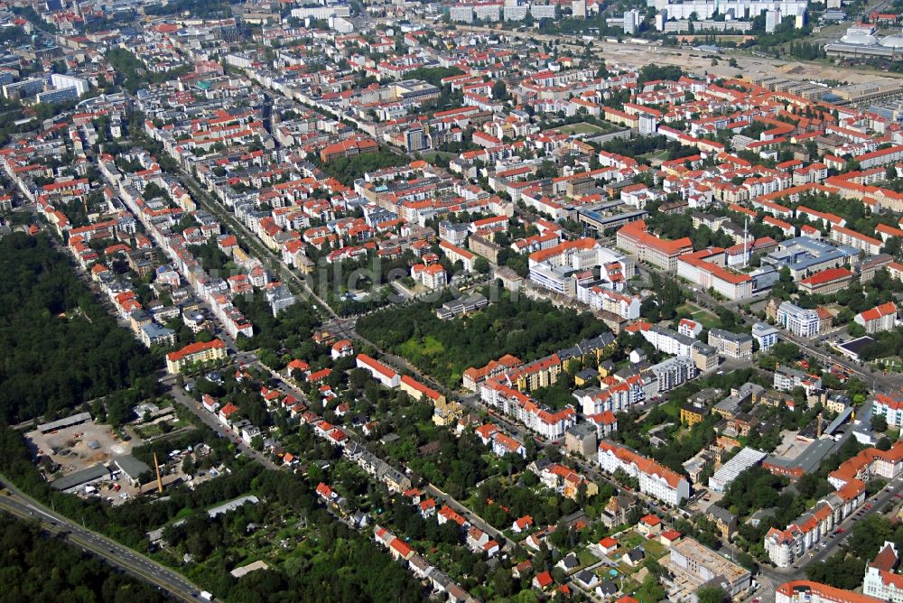 Luftaufnahme Leipzig - Siedlungsgebiet im Ortsteil Südvorstadt in Leipzig im Bundesland Sachsen, Deutschland