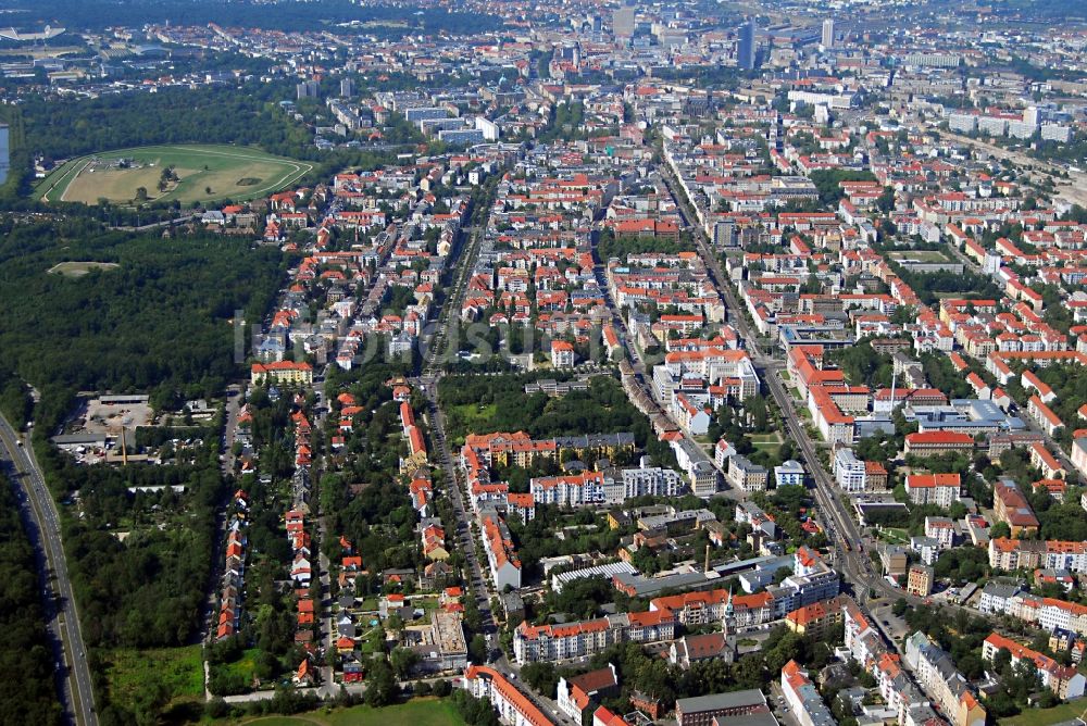 Leipzig von oben - Siedlungsgebiet im Ortsteil Südvorstadt in Leipzig im Bundesland Sachsen, Deutschland
