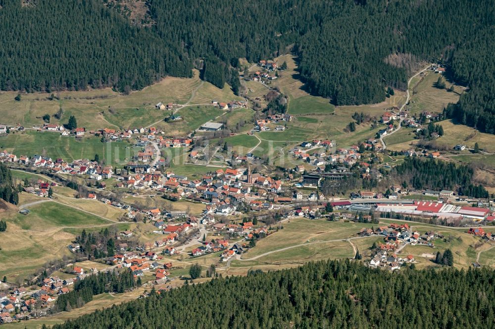 Luftaufnahme Baiersbronn - Siedlungsgebiet Teilgemeinde Mitteltal in Baiersbronn im Bundesland Baden-Württemberg, Deutschland