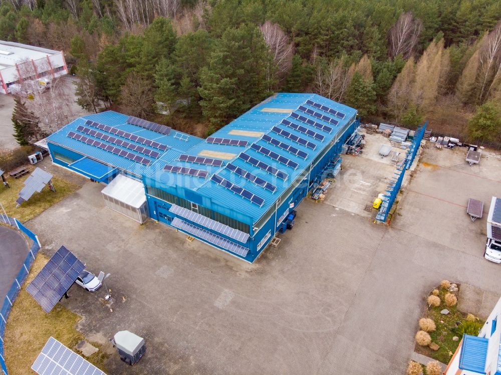 Luftaufnahme Eberswalde - Solaranlagen- Hersteller mp-tec project GmbH in Eberswalde im Bundesland Brandenburg, Deutschland