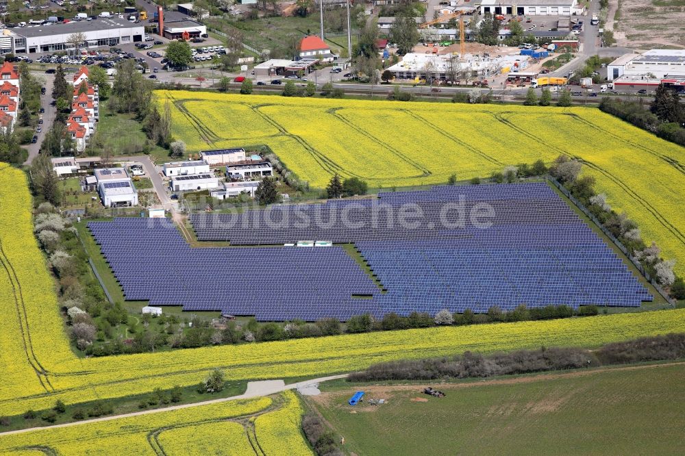 Erfurt von oben - Solarpark bzw. Solarkraftwerk auf einem Feld im Ortsteil Bindersleben in Erfurt im Bundesland Thüringen, Deutschland