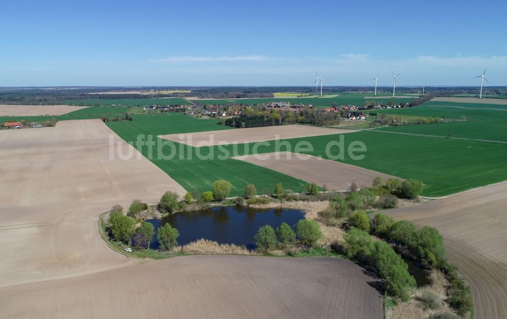 Petersdorf von oben - Soll Biotop in der Feldoberfläche in Petersdorf im Bundesland Brandenburg, Deutschland