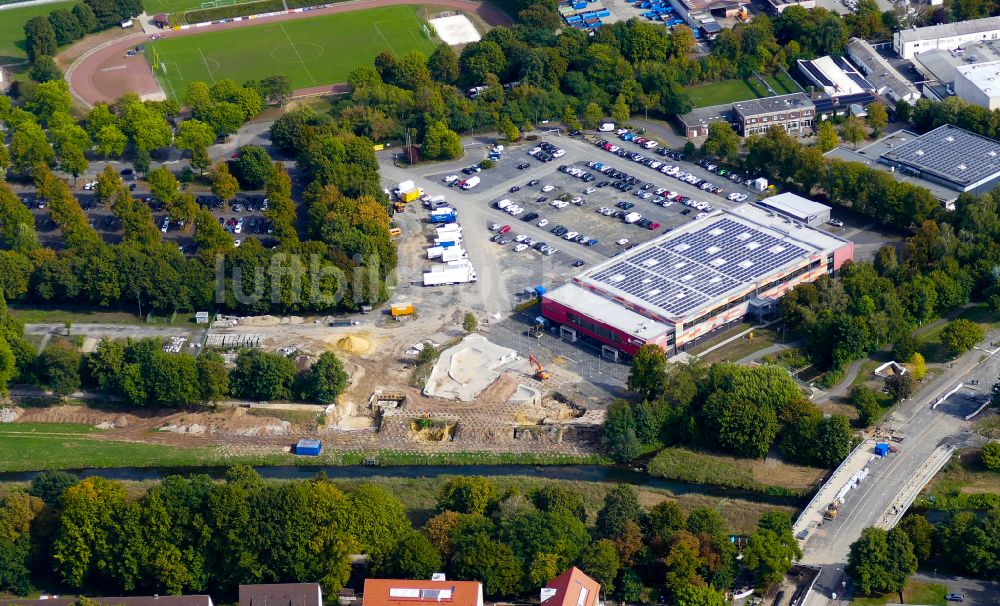 Luftbild Göttingen - Sondierungsarbeiten an möglichen Bombenfundstellen in Göttingen im Bundesland Niedersachsen, Deutschland