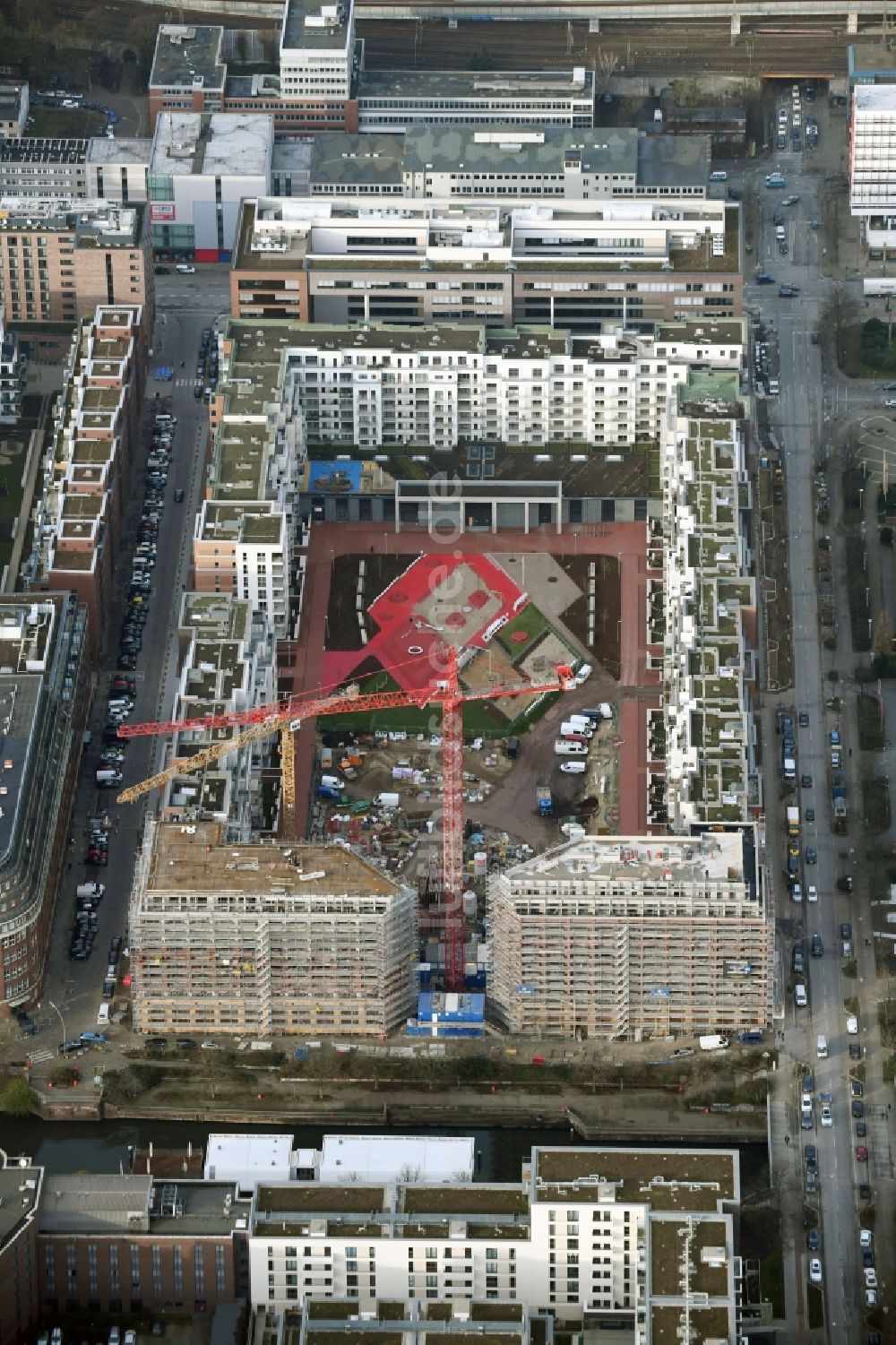 Luftaufnahme Hamburg - SonninPark Baustelle zum Neubau einer Mehrfamilienhaus-Wohnanlage in Hamburg, Deutschland