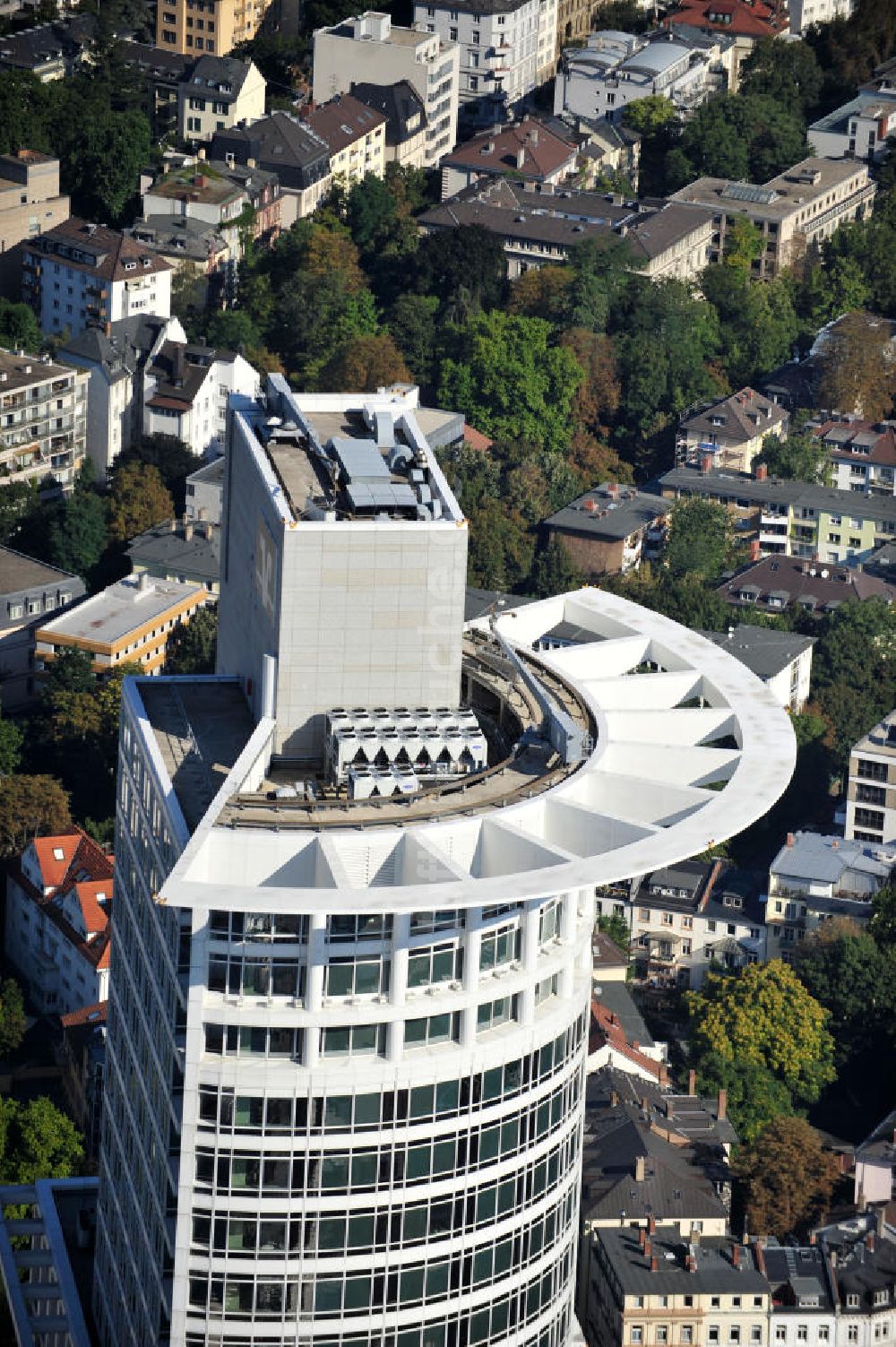 Frankfurt am Main von oben - Spitze des Westend Tower , dem Hochhaus