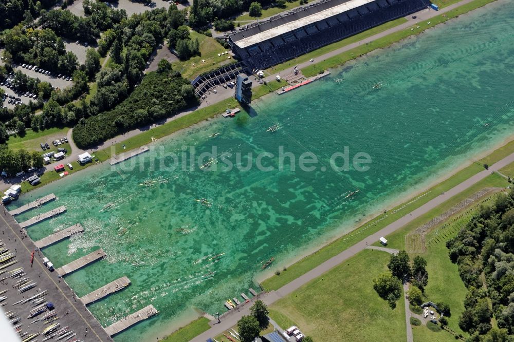 Luftbild Oberschleißheim - Sportgelände Regattaanlage des Leistungszentrum für Rudern und Kanu in Oberschleißheim im Bundesland Bayern, Deutschland