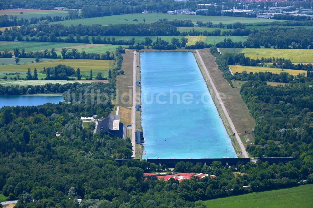 Luftaufnahme Oberschleißheim - Sportgelände Regattaanlage des Leistungszentrum für Rudern und Kanu in Oberschleißheim im Bundesland Bayern, Deutschland