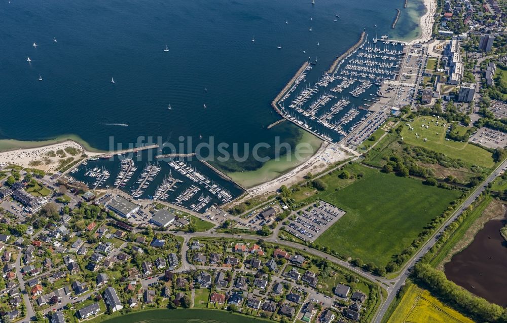 Strande von oben - Sporthäfen Schilksee und Strande bei Kiel im Bundesland Schleswig-Holstein