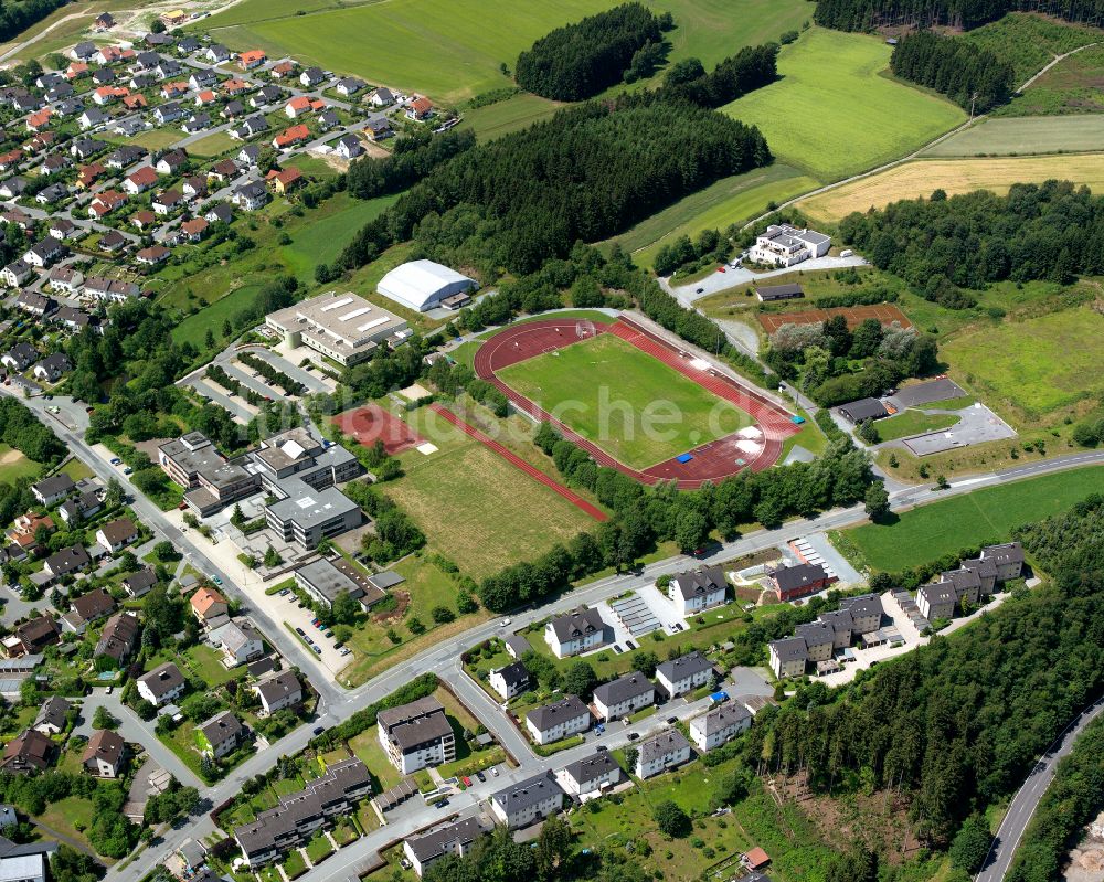 Naila von oben - Sportplatz- Fussballplatz des Fußballsportverein Naila e.V. in Naila im Bundesland Bayern, Deutschland