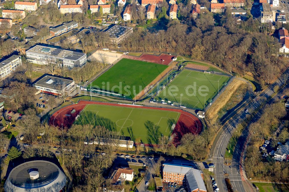 Marl von oben - Sportplatz- Fussballplatz des FC Marl in Marl im Bundesland Nordrhein-Westfalen, Deutschland