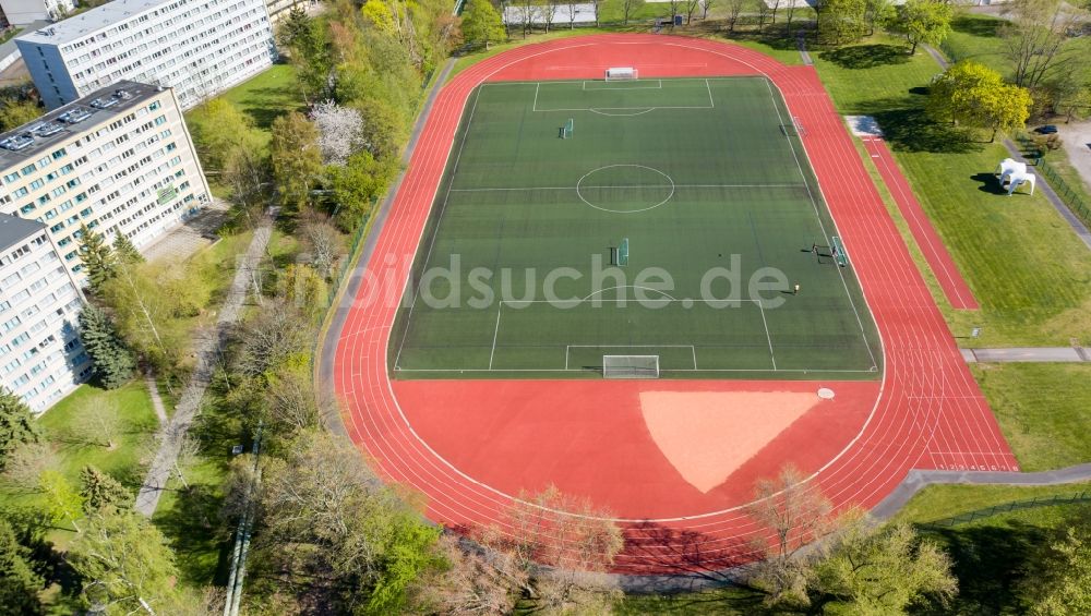 Luftaufnahme Chemnitz - Sportplatz- Fussballplatz an der Schmetterlingswiese in Chemnitz im Bundesland Sachsen, Deutschland