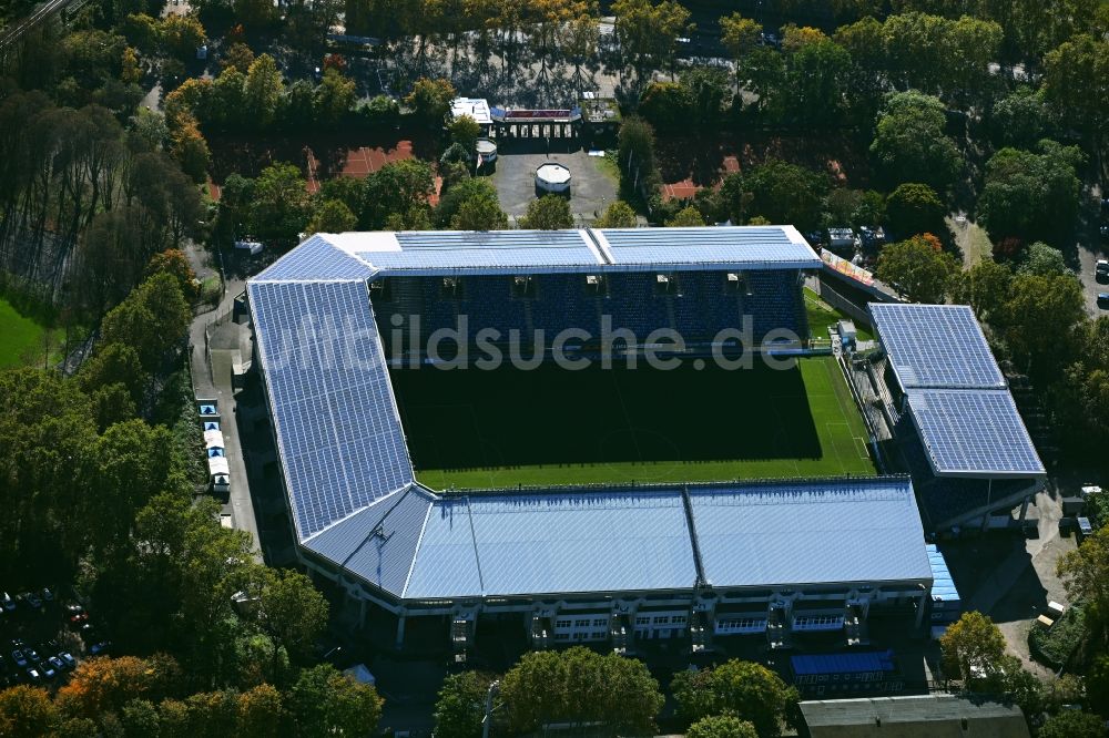 Mannheim von oben - Sportstätten- Gelände der Arena des Stadion in Mannheim im Bundesland Baden-Württemberg