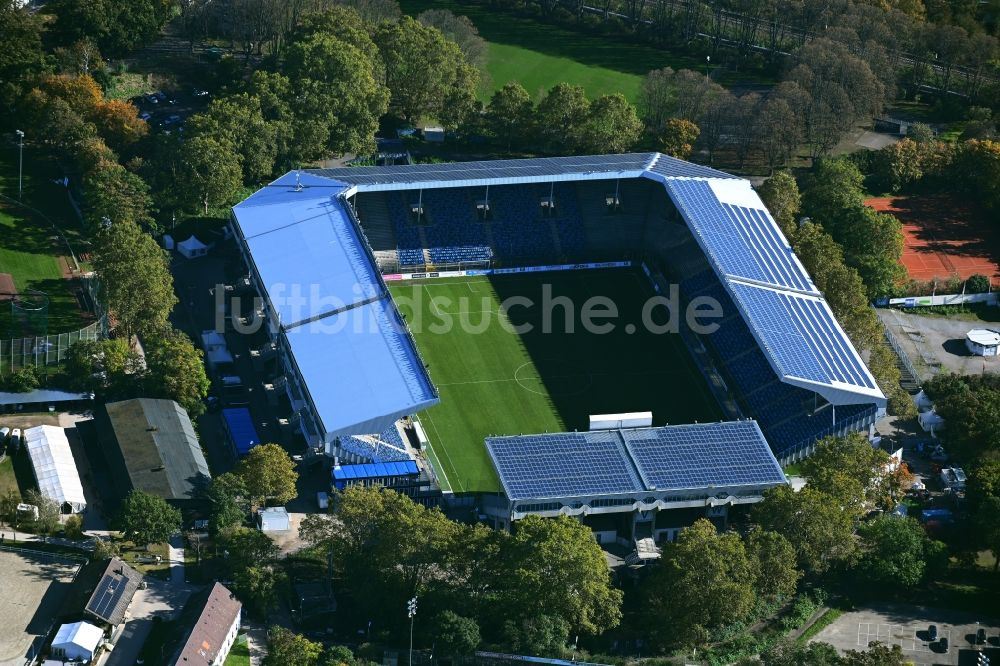 Mannheim aus der Vogelperspektive: Sportstätten- Gelände der Arena des Stadion in Mannheim im Bundesland Baden-Württemberg
