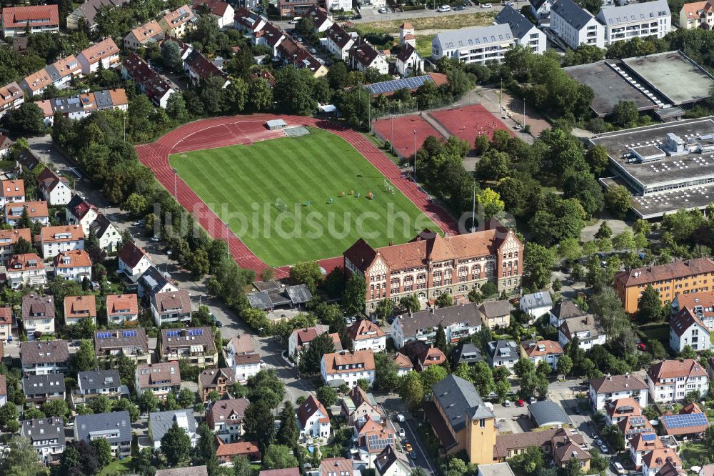 Ludwigsburg von oben - Sportstätten-Gelände des Stadion BZW-Stadion in Ludwigsburg im Bundesland Baden-Württemberg, Deutschland