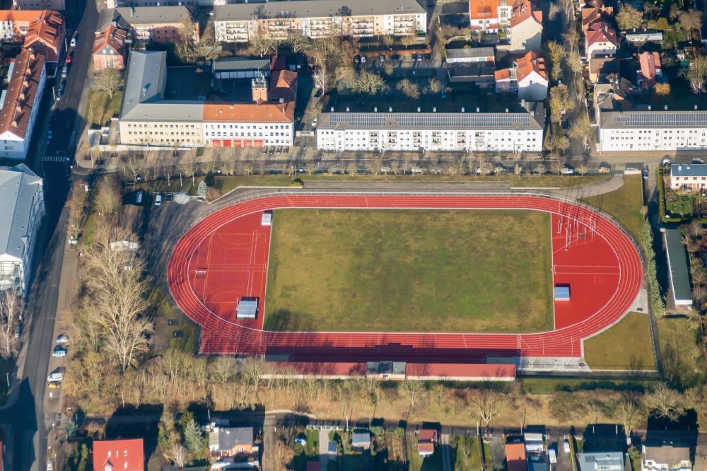 Luftaufnahme Nordhausen - Sportstätten-Gelände des Stadion in Nordhausen im Bundesland Thüringen, Deutschland