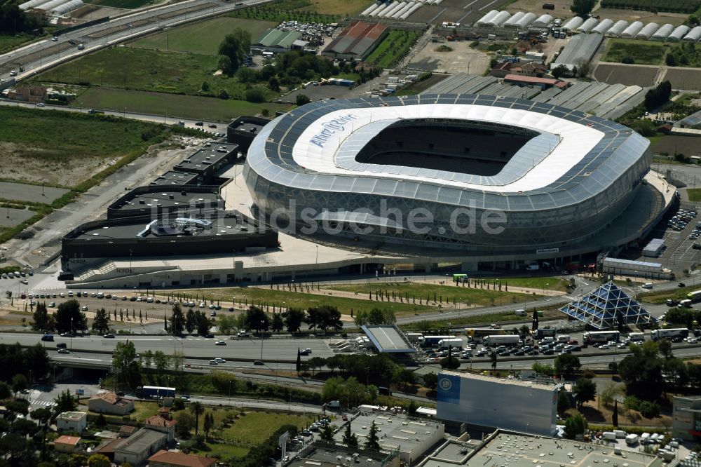 Nizza aus der Vogelperspektive: Sportstätten-Gelände der Arena des Stadion Allianz Riviera in Nizza in Provence-Alpes-Cote d'Azur, Frankreich
