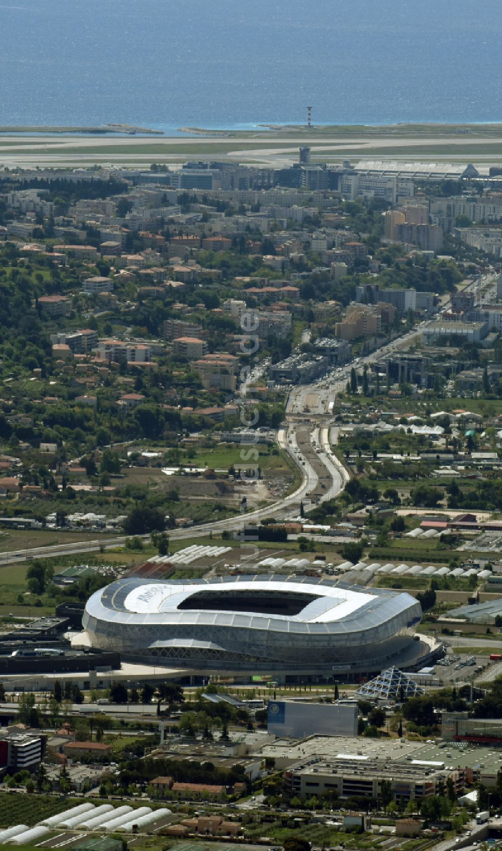 Luftbild Nizza - Sportstätten-Gelände der Arena des Stadion Allianz Riviera in Nizza in Provence-Alpes-Cote d'Azur, Frankreich