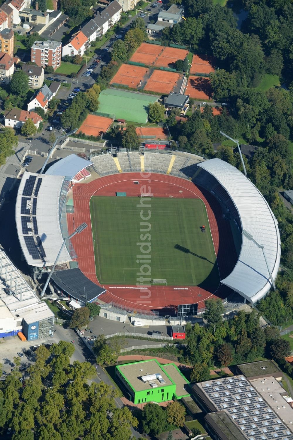 Luftbild Kassel - Sportstätten-Gelände der Arena des Stadion Auestadion in Kassel im Bundesland Hessen, Deutschland